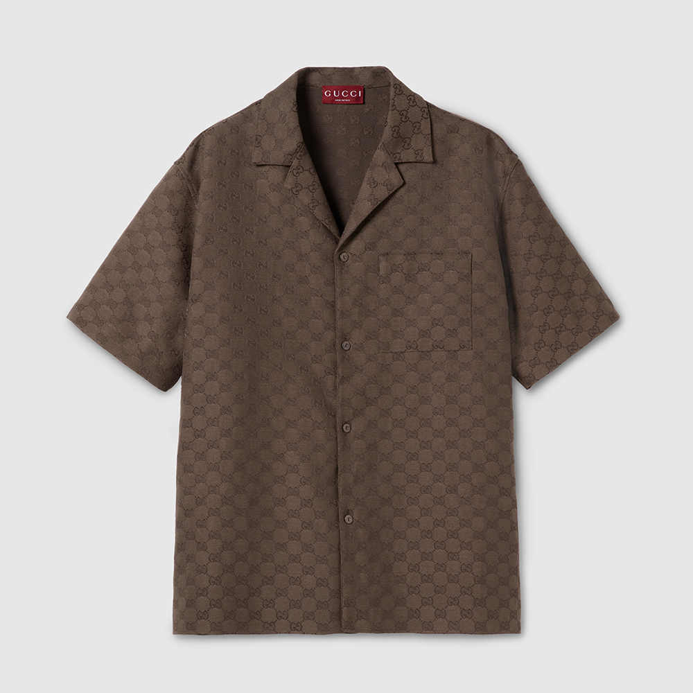 GUCCI GG Canvas Linen Blen Shorts in Brown #384266