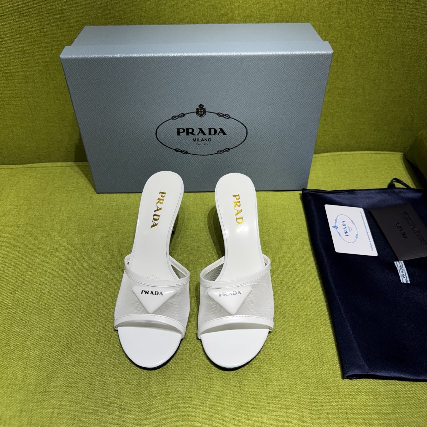 [TOP] PRADA 7.5cm High Heel Slippers - White - 711 Luxury
