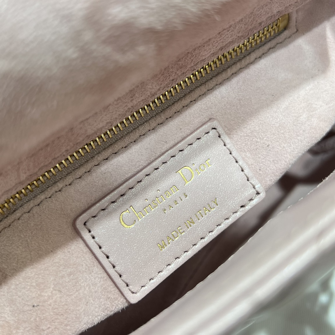 [TOP] Christian Dior Lady Dior Bag Lambskin 17x15x7cm - Pearl Pink