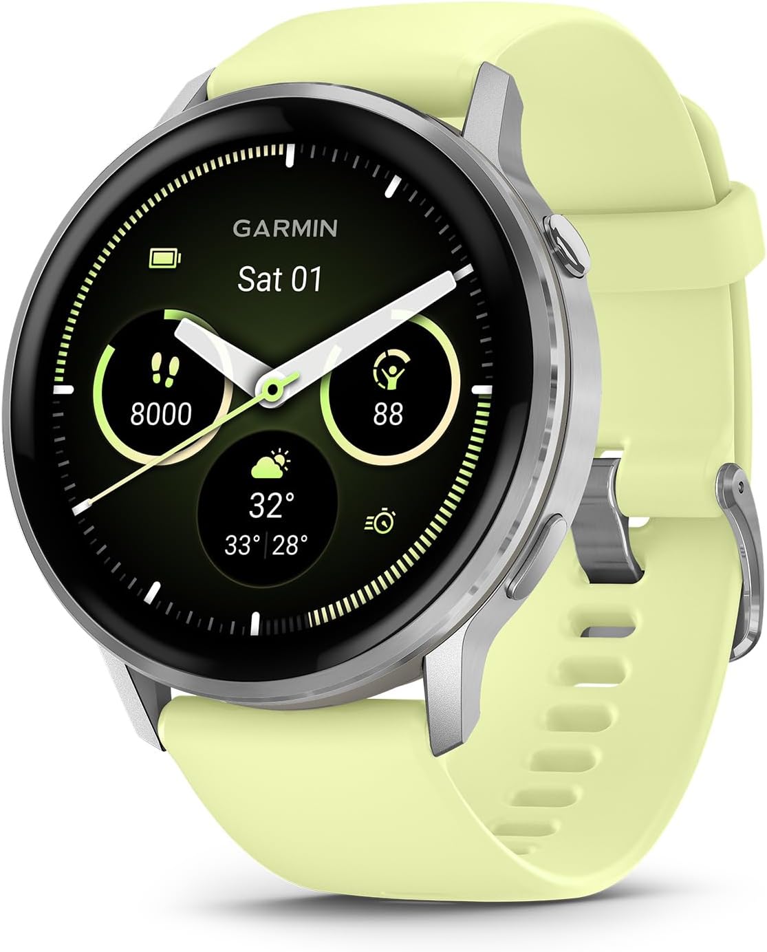 Garmin Venu® 4, 45mm, Advanced Health and Fitness GPS Smartwatch, Bright and Colorful Display, Built-in Flashlight, 12 Days of Battery Life, Slate with Black Silicone Band