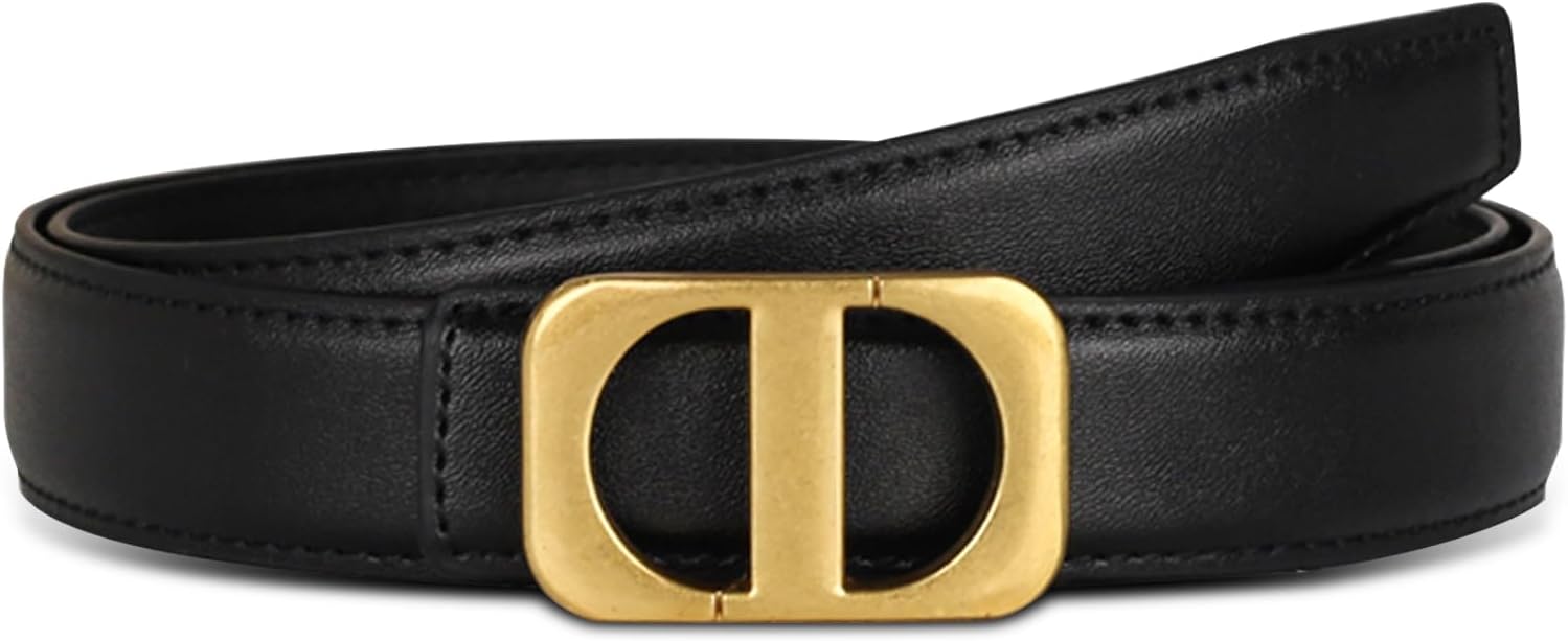 LFHC Women's Leather Belts for Jeans - Fashion Waist Belt with Classic Gold Buckle, Adjustable for Dresses, Pants, Coats