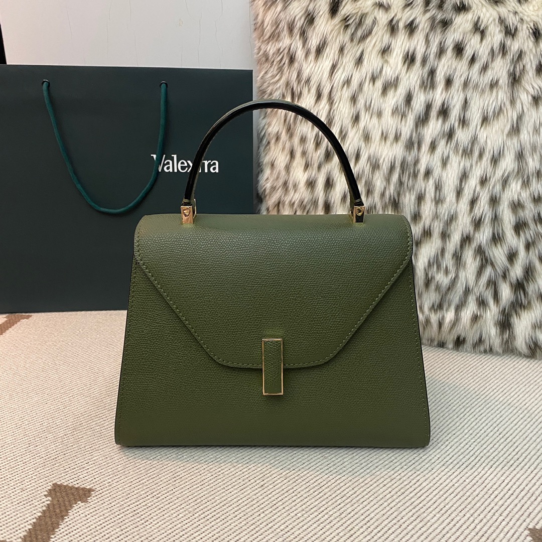 [TOP] VALEXTRA lside Bag 26x20x12cm - Army Green - 711 Luxury
