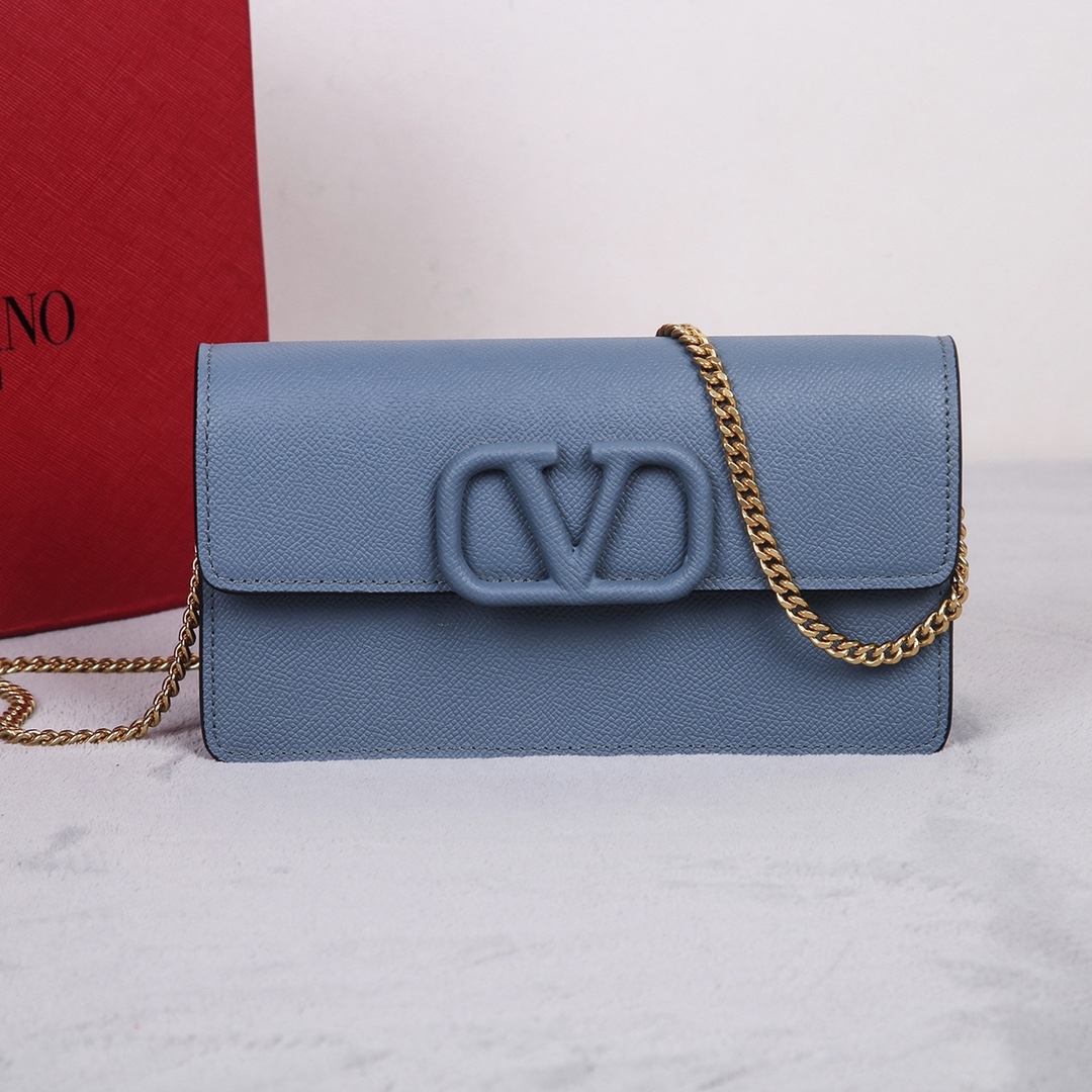 [TOP] VALENTINO Garavani VLogo Signature Bag 20 x 10.5 x 4 cm - Blue - 711 Luxury