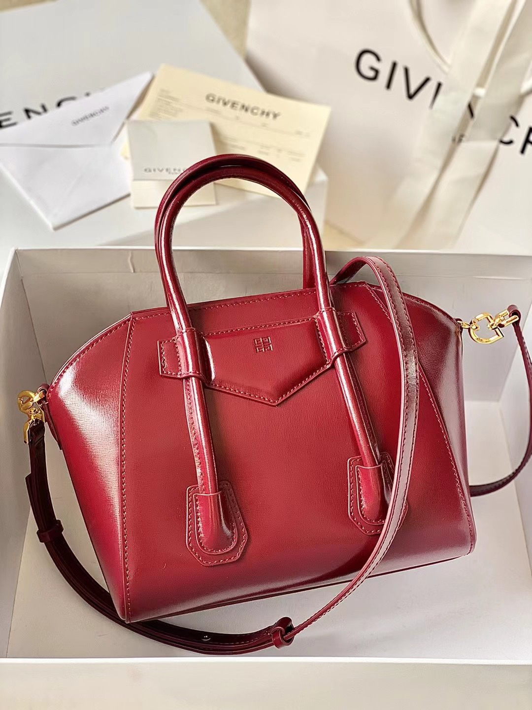 [TOP] GIVENCHY Antigona Tote Bag 23*27*13CM - Red - 711 Luxury