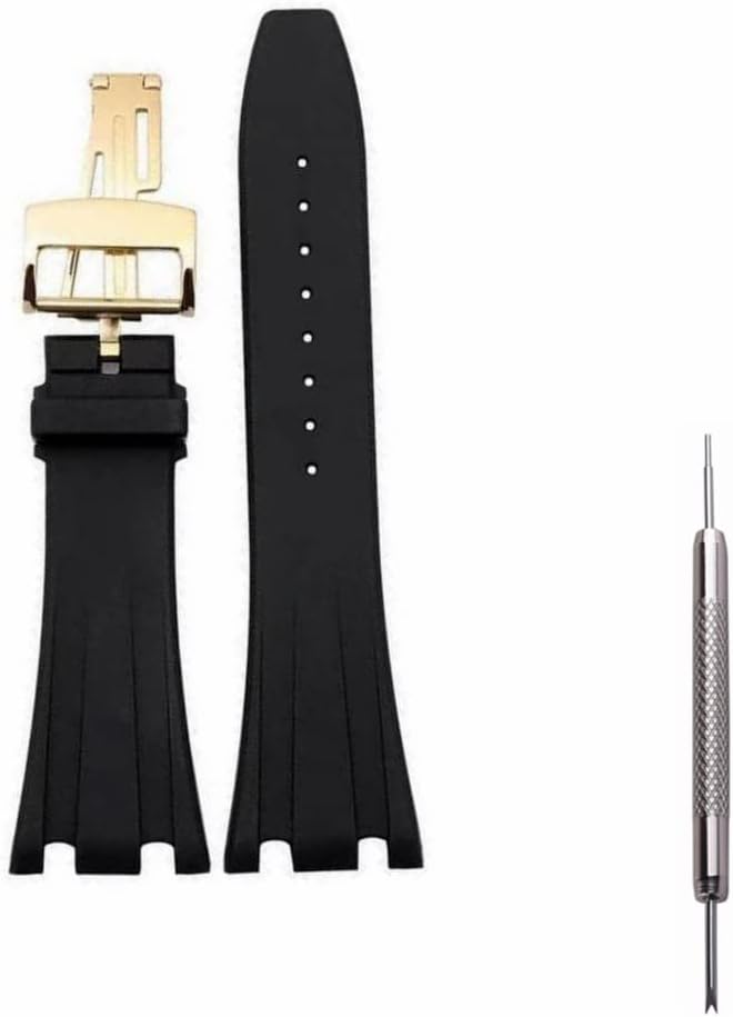 Kevisae Black Rubber Silicone Watch Band Compatible with Audemars Piguet Royal Oak Offshore 15703 15710-28mm AP Rubber Watch Band Strap