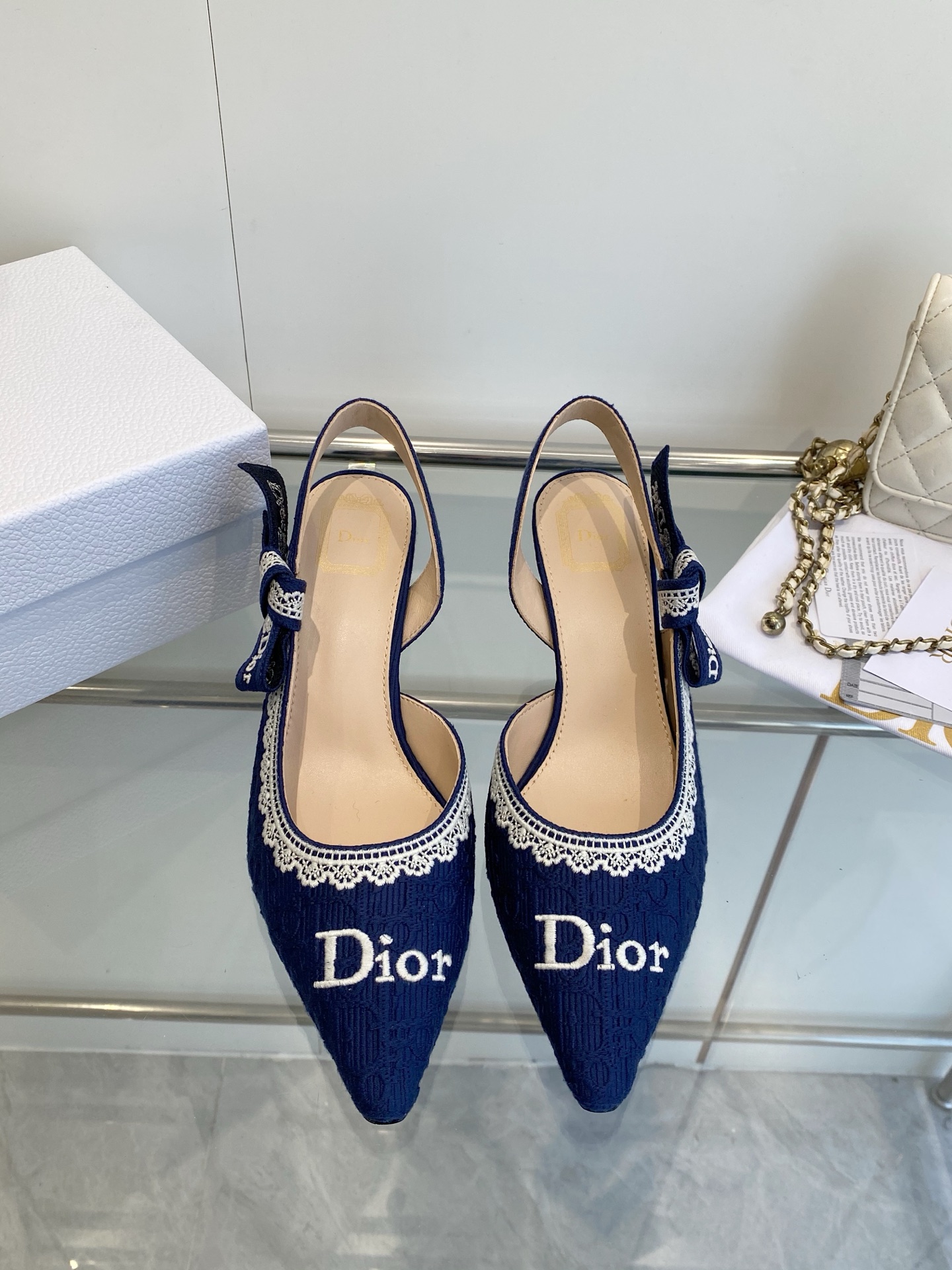 [TOP] Christian Dior 6cm Heels Mules - Blue - 711 Luxury
