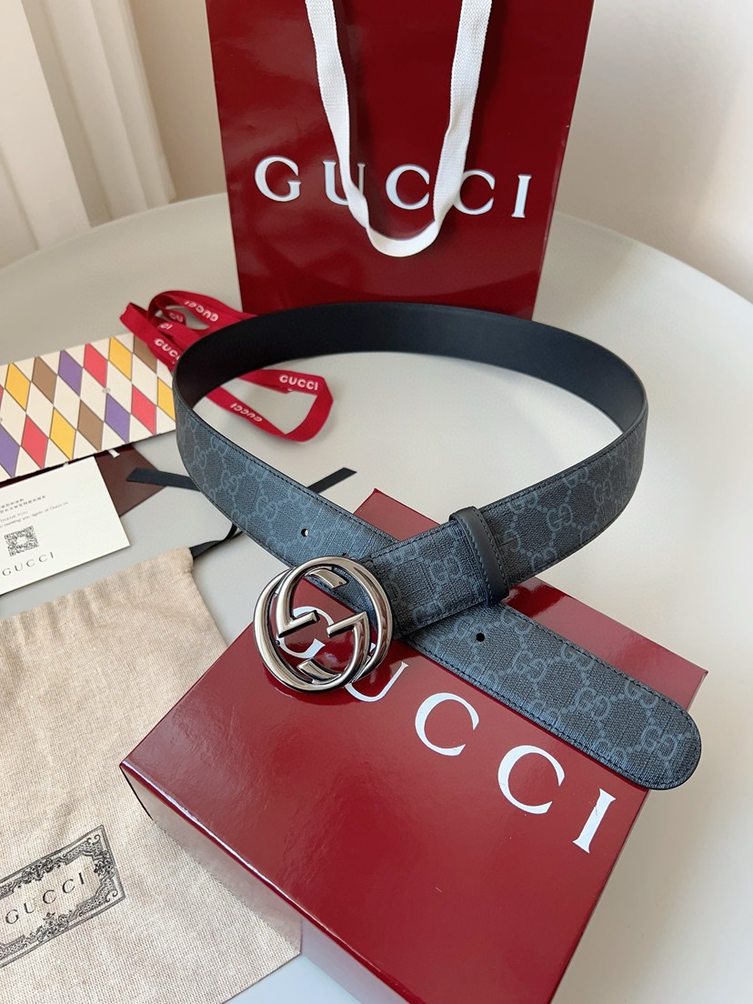[TOP] GUCCI GG Belt 4.0cm - Black - 711 Luxury