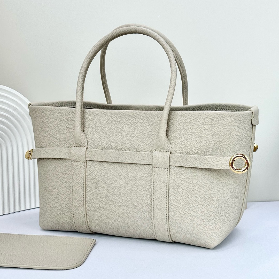 [TOP] Loro Piana Ghiera Shoer Bag Cowhide 28x19x12cm - Light Gray - 711 Luxury