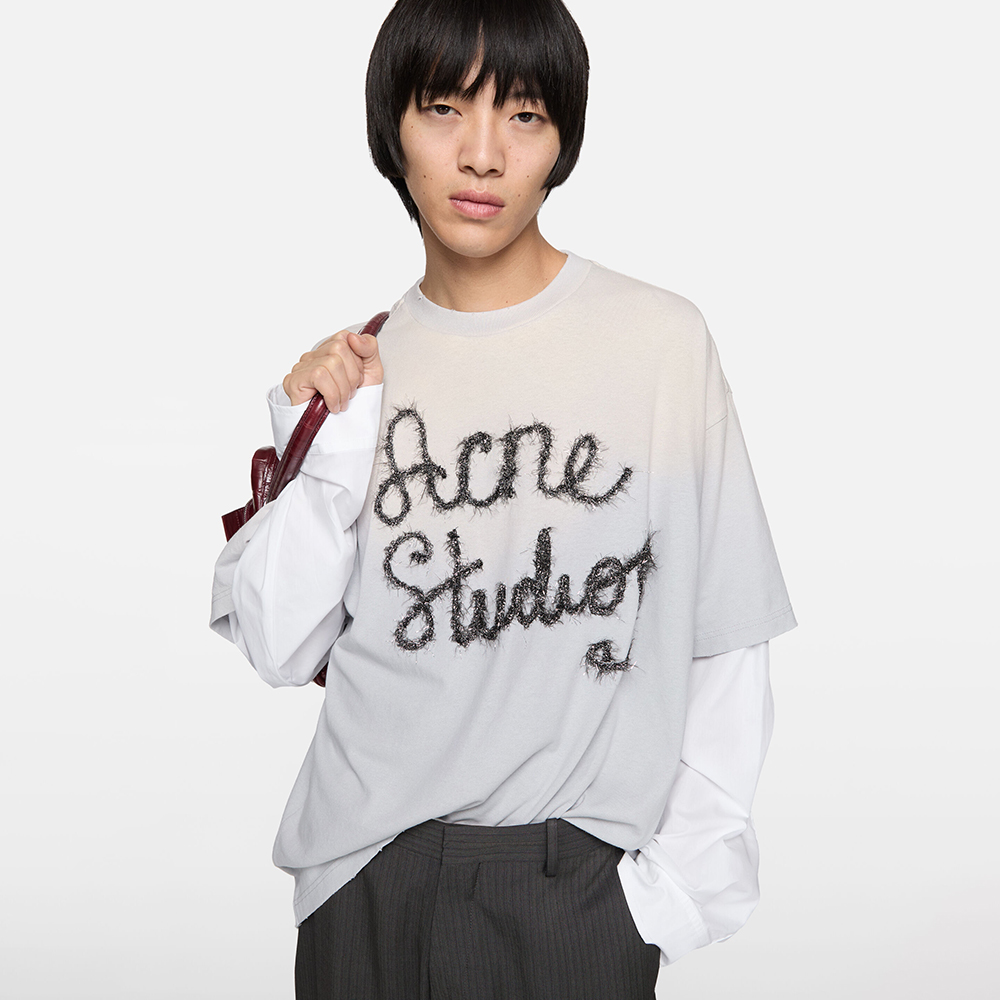 Acne Studios blue Clothing Acne Studios Layered Logo T-shirt Light Blue | Nigo Office