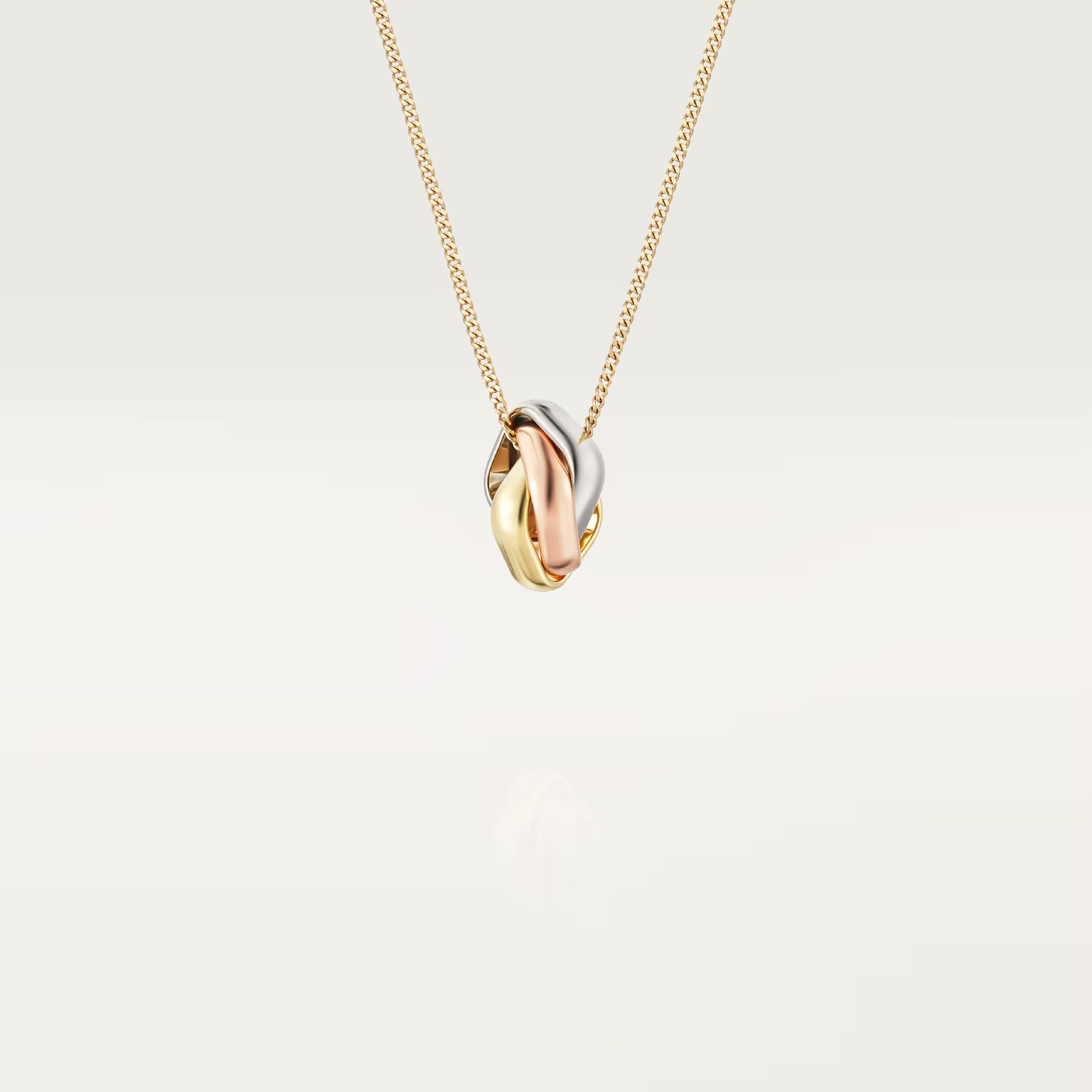 Carty Three Circles Necklace, Three Tone, Square,No Gemstones