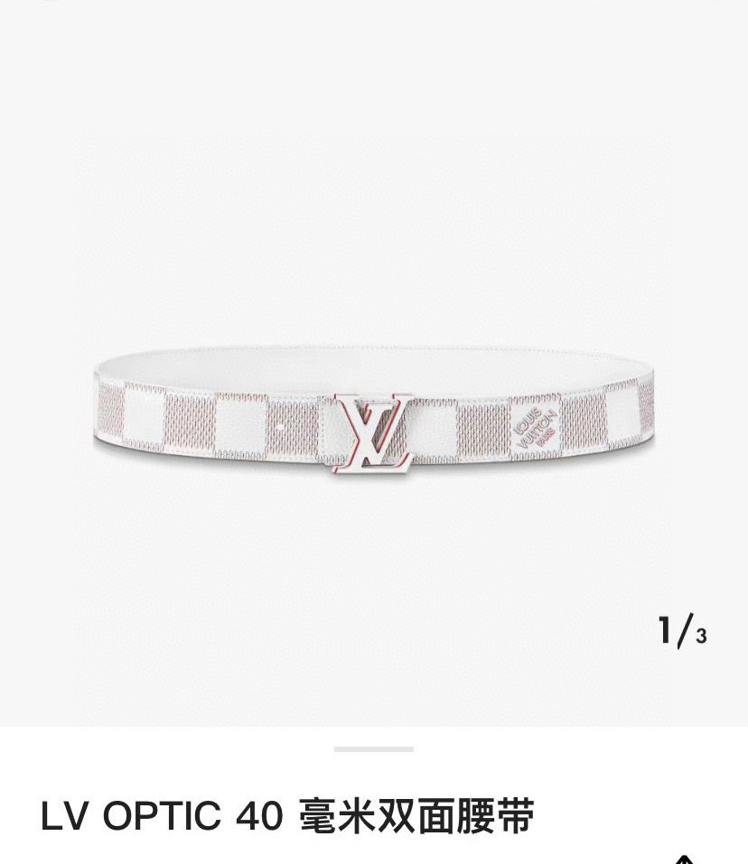 [TOP] Louis Vuitton LV Men's Calfskin Belt  4cm - White - 711 Luxury