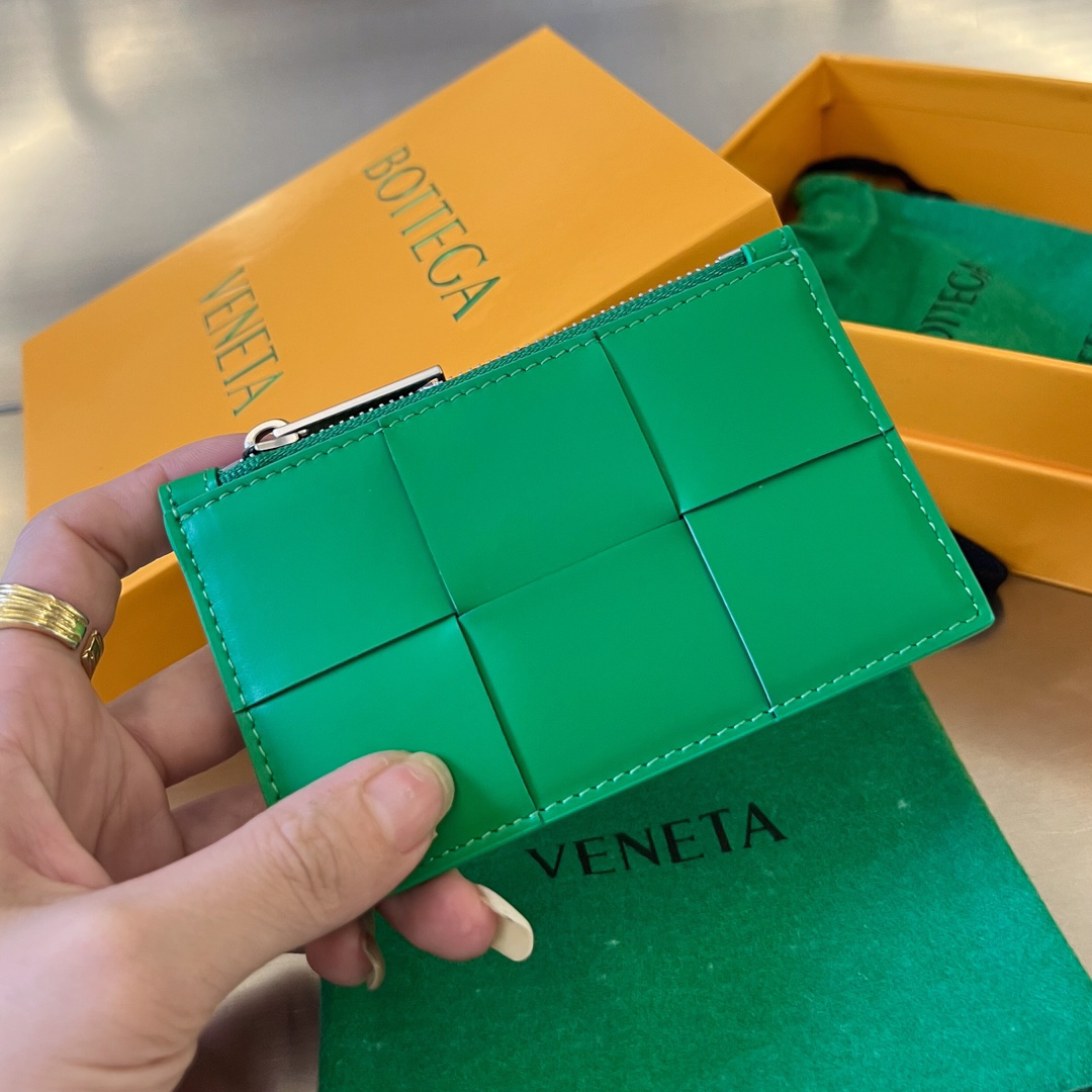 [TOP] Bottega Veneta BV Cowhide  Card Holder 11.8x7.5 cm - Green - 711 Luxury