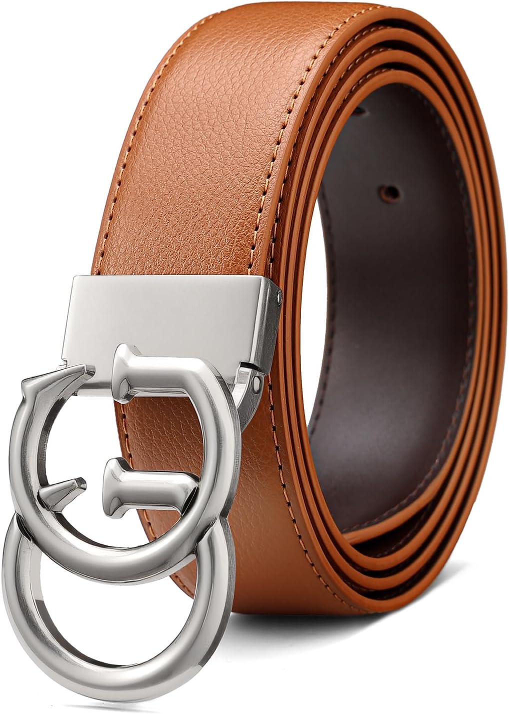 JEKIXHUA Mens Microfiber Synthetic Leather Belt for Men - Adjustable Strap with Gold Buckle, Belt for Business & Casual