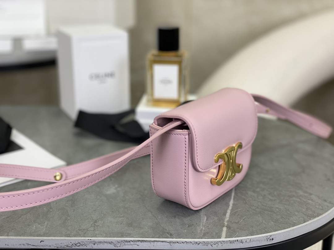 [TOP] CELINE Triomphe Mini Bag Cowhide 11x8x4cm - Pink - 711 Luxury
