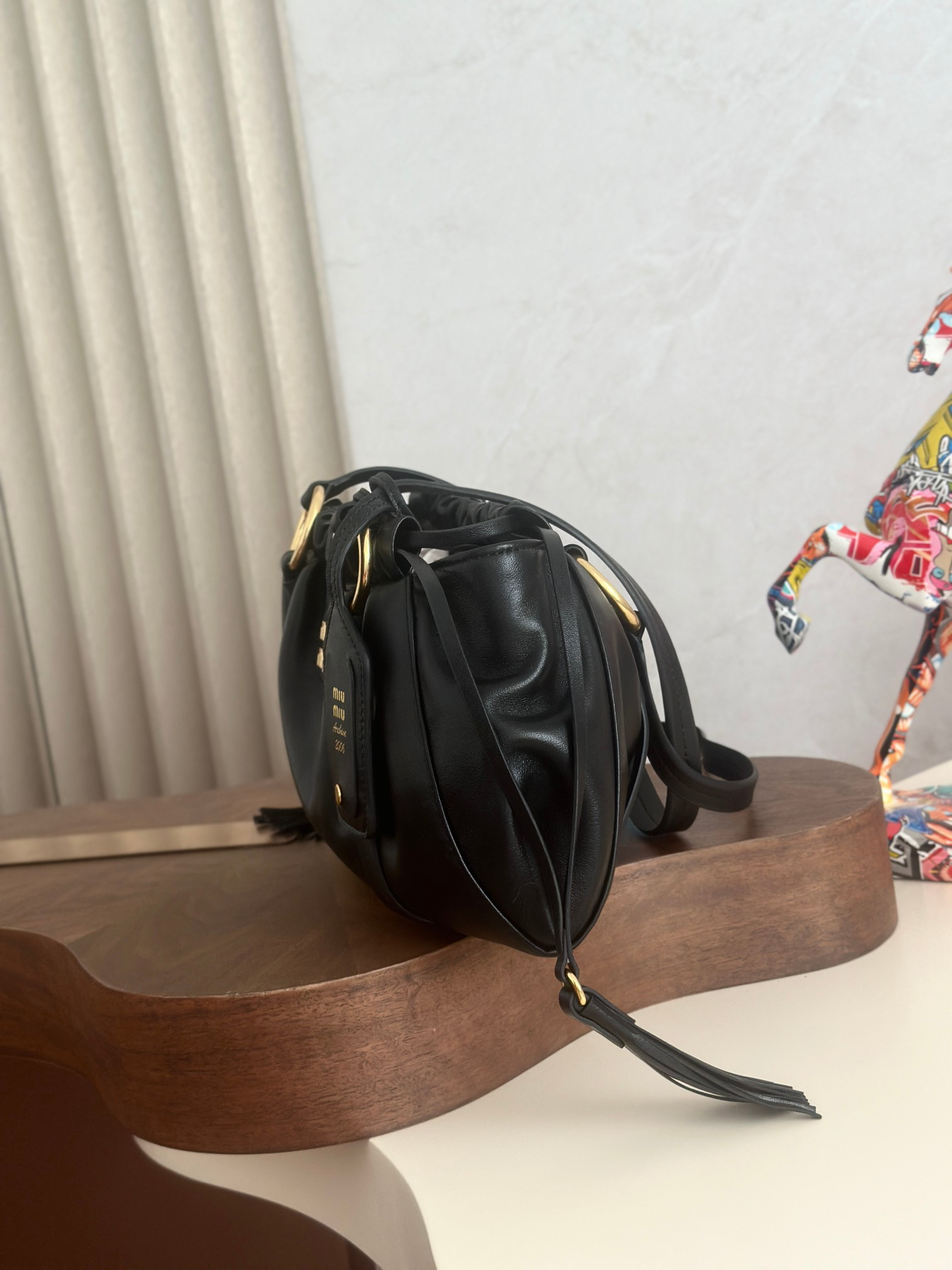 [TOP] Miu Miu Hobo Bag Lambskin 32x16x10.5cm - Black - 711 Luxury