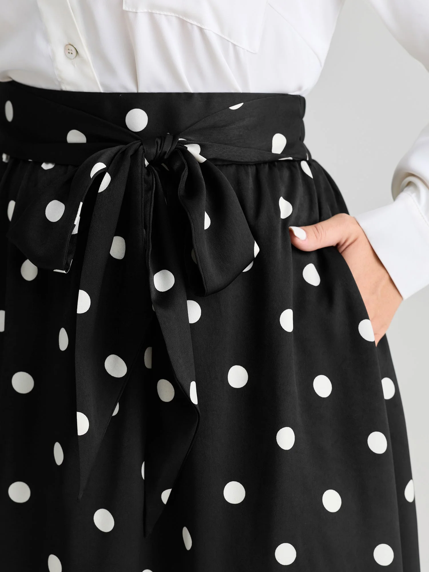 Polka Dot Charm Pleated Maxi Skirt