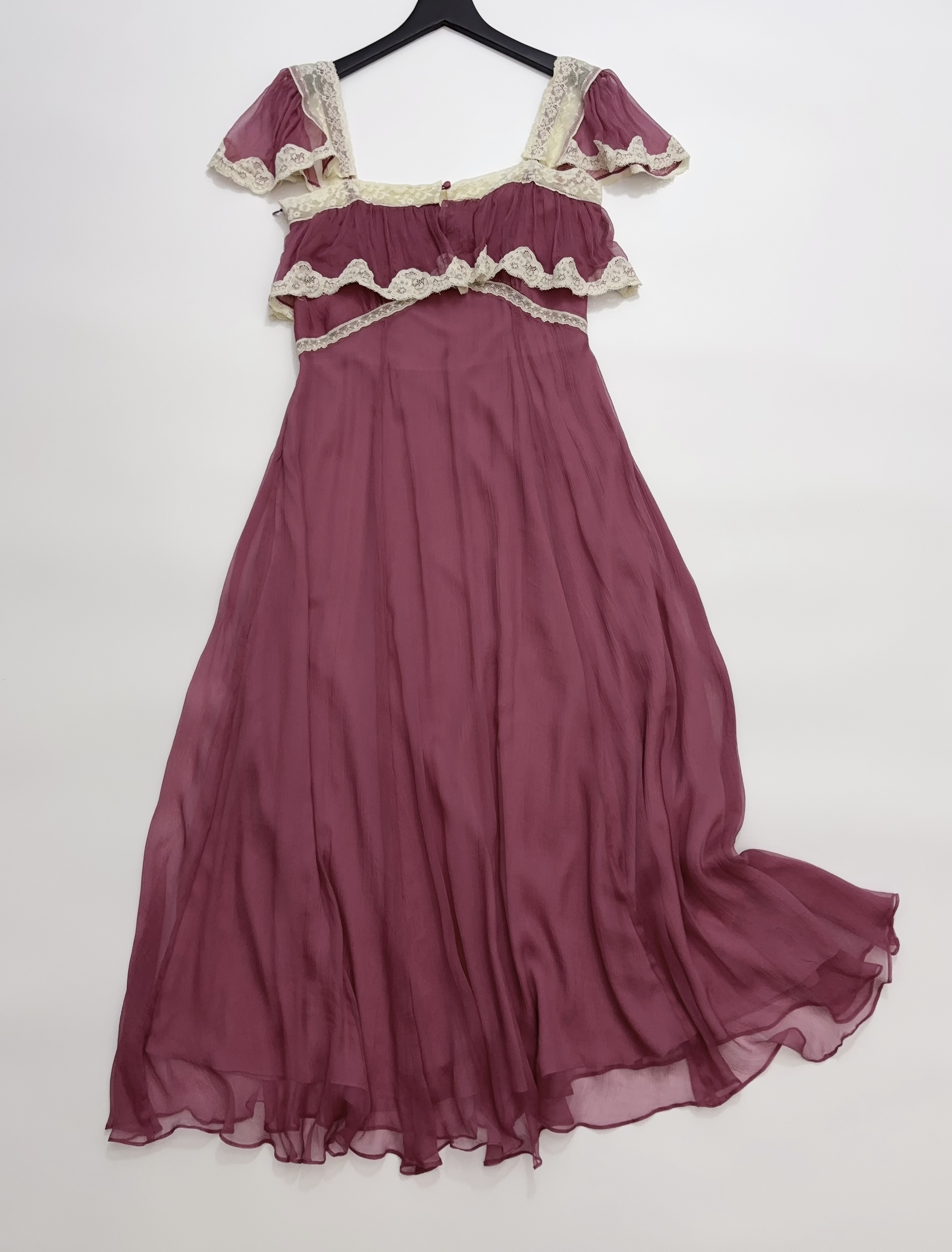 Chloé Fluid Long Dress With Lace Divine Red #388665