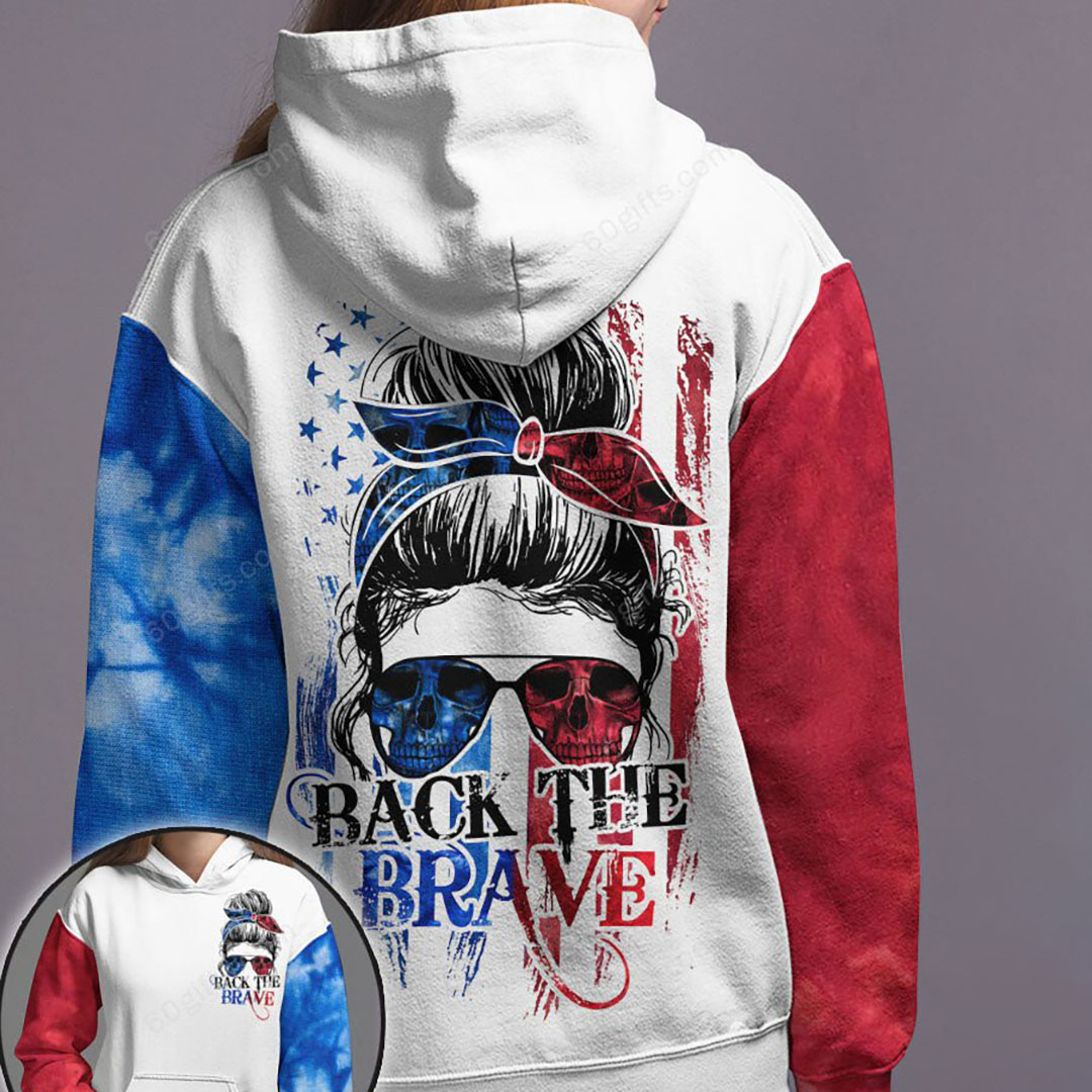 Casual Versatile Contrast Design Skull Print Hoodie for Women