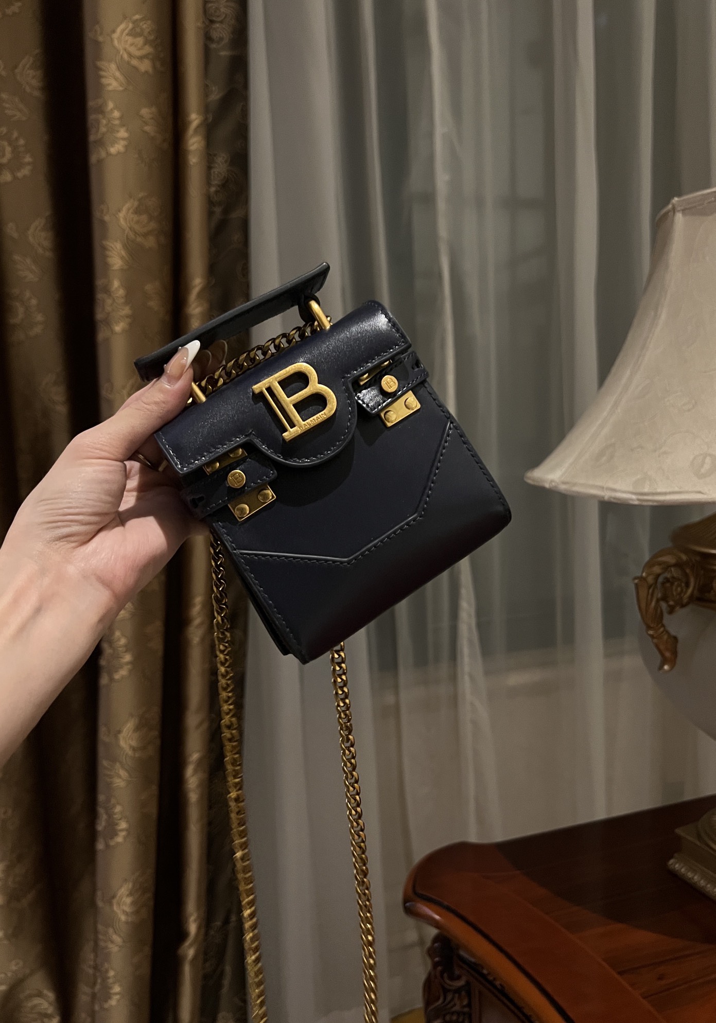 [TOP] BALMAIN Cowhide Mini Bag - Dark Blue - 711 Luxury