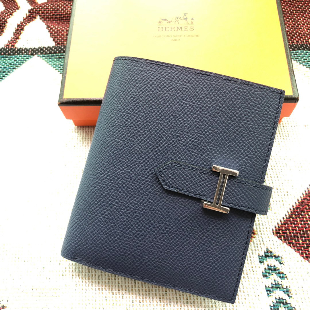 [TOP] HERMES Bearn Short Wallet Epsom 12cm x 10cm - Royal Blue