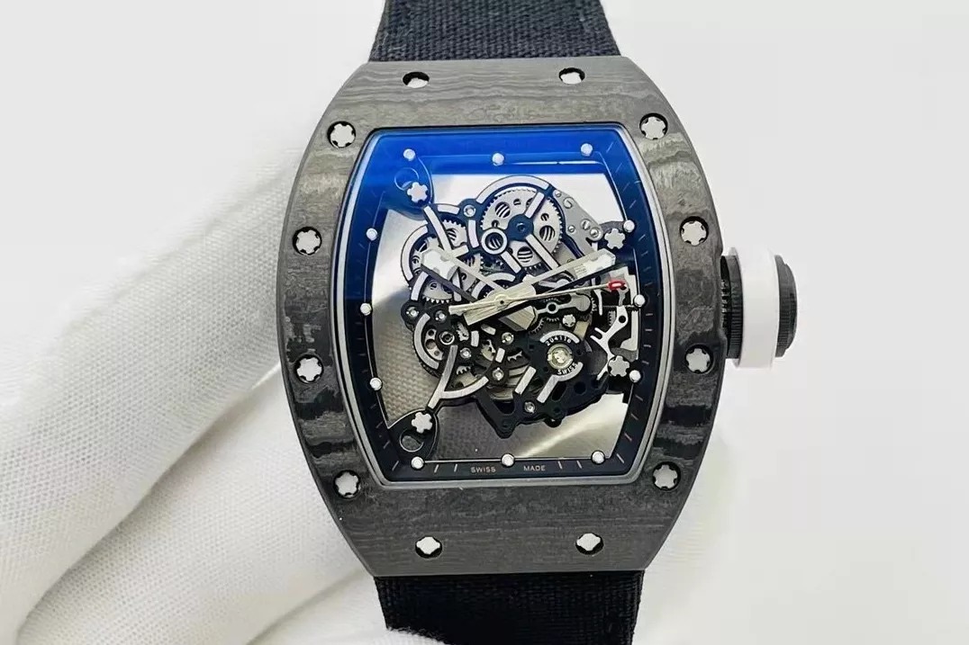 RM055 Skeleton Black Canvas Strap 42mm