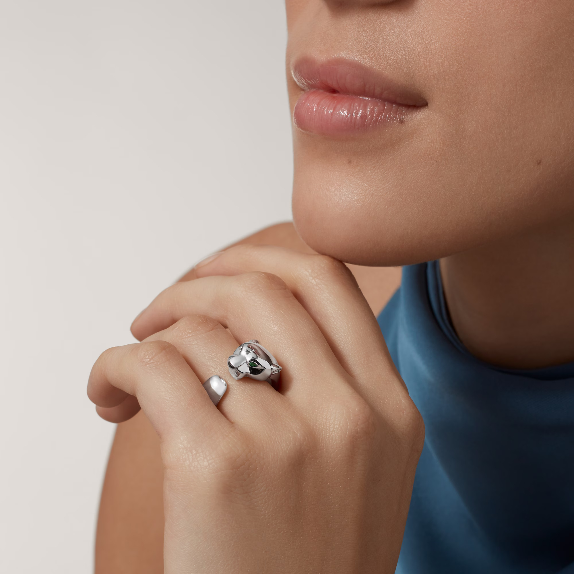 Carty Panther Pure Ring, White Gold, Medium Model