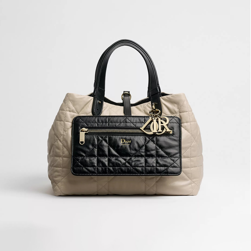 DIOR Medium Dior Toujours Reversible Bag Chalk Off-white and Soft Pink Two-tone Soft Calf Leather Oversized Cannage Pattern#395298