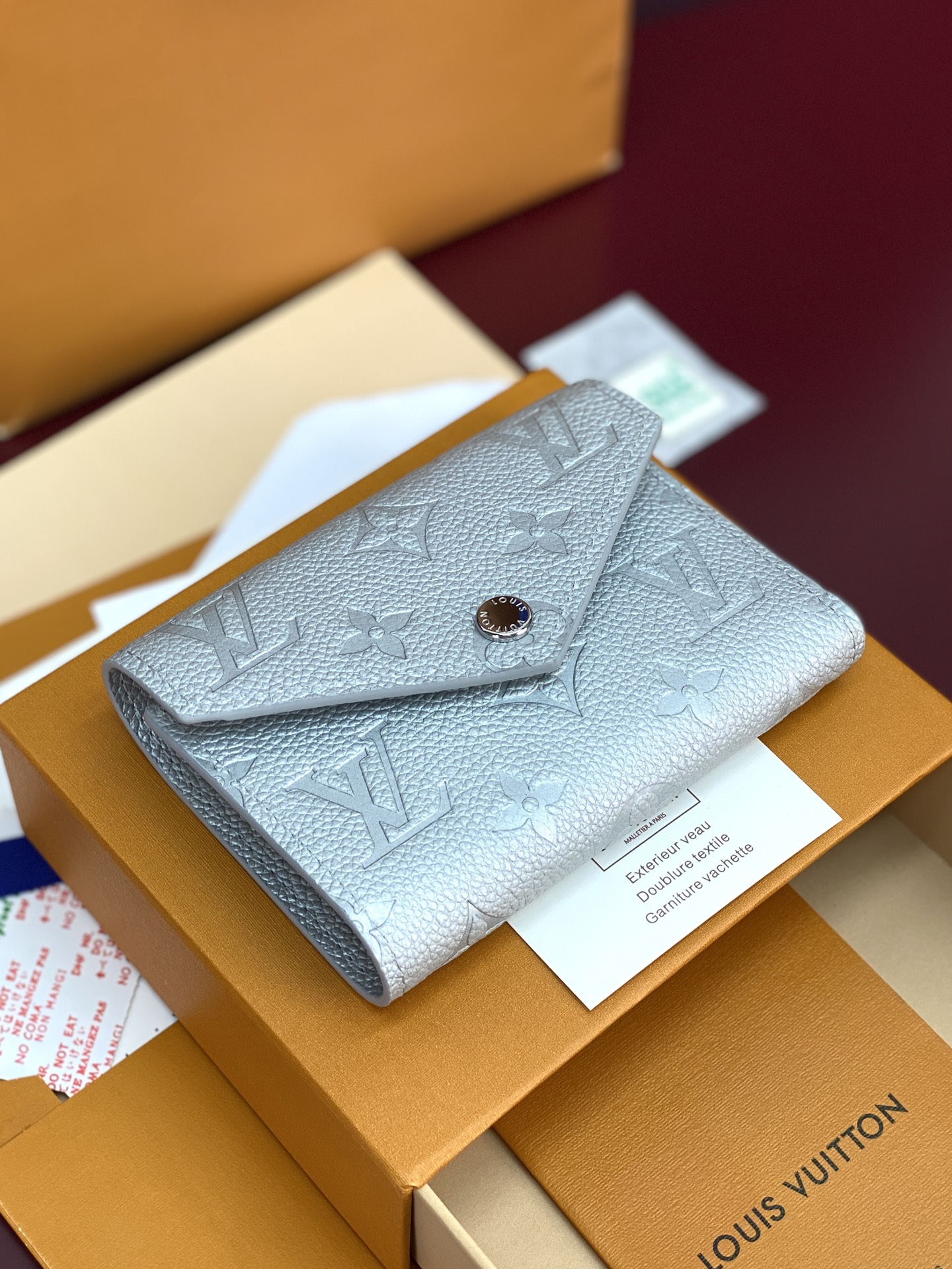 [TOP] Louis Vuitton LV Monogram Empreinte Wallet 12x9.5x2.5cm - Pearl Silver