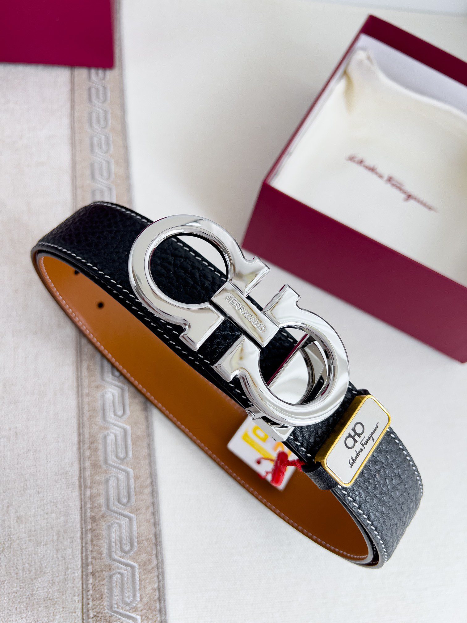 [TOP] Ferragamo Men's Belt 3.5cm - Black - 711 Luxury