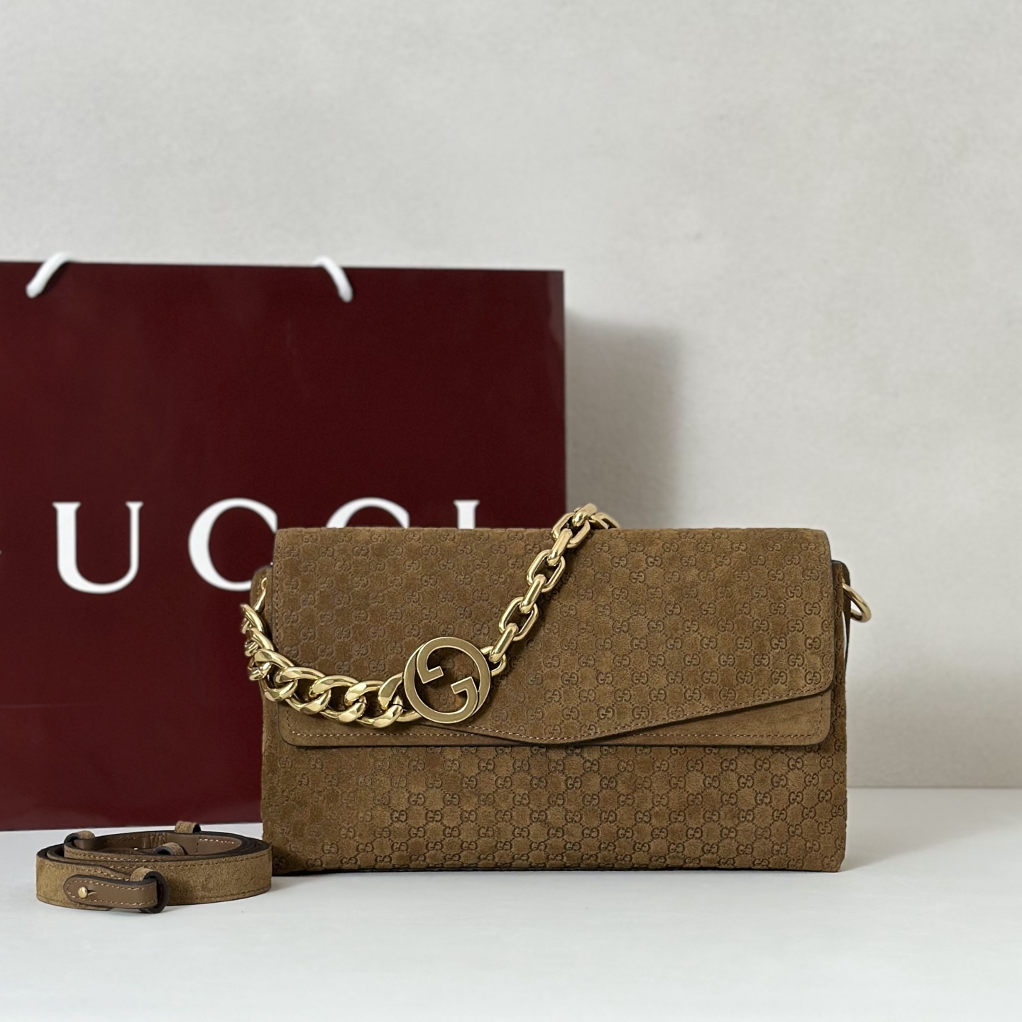 [TOP] GUCCI GG Medium Shoulder Bag with chain 28X16X7cm - 2 Colors