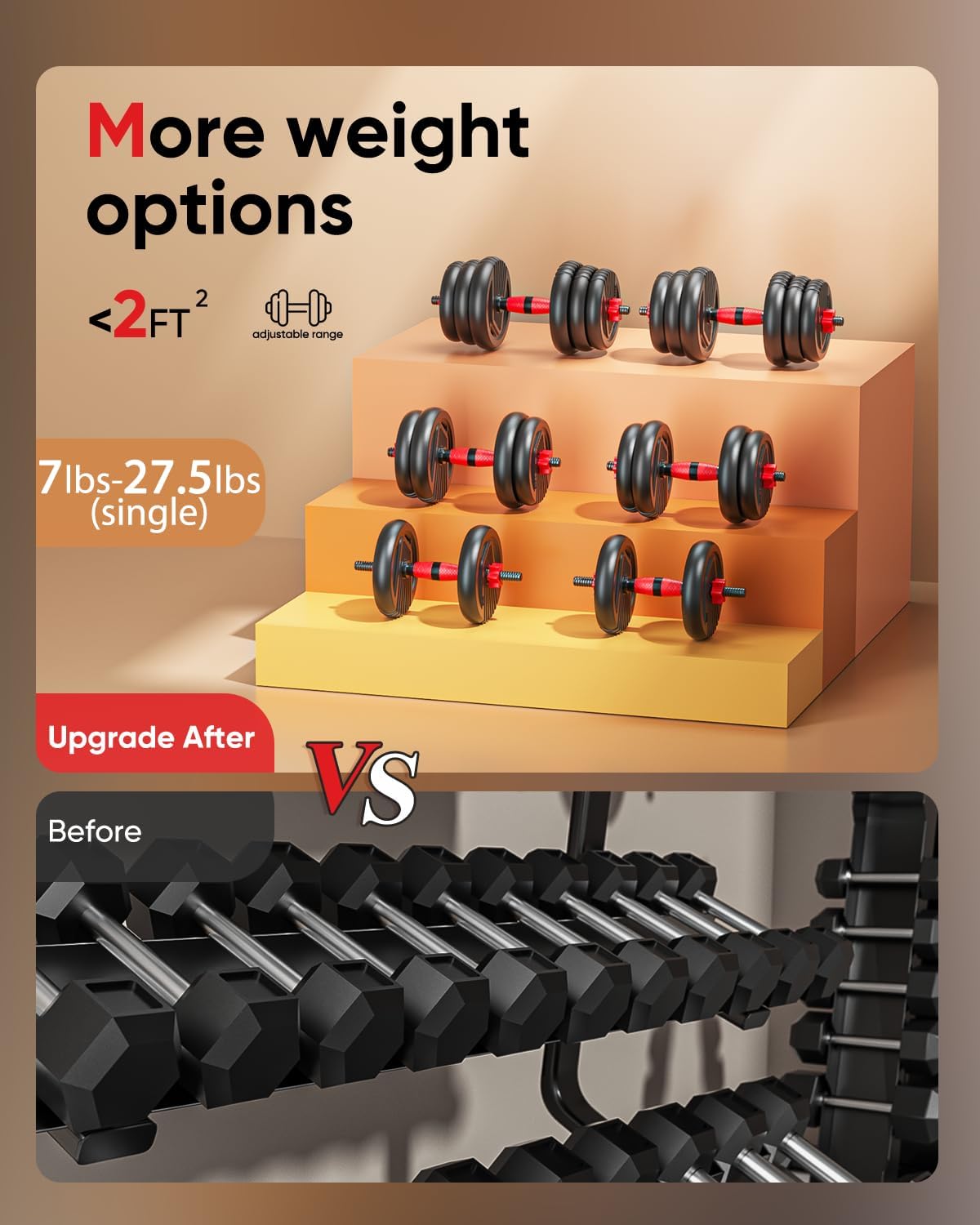 Trakmaxi Adjustable Dumbbell Set 20LBS/35LBS/55LB/70LBS Free Weights Dumbbells, 4 in 1 Weight Set, Dumbbell, Barbell, Kettlebell, Push-up