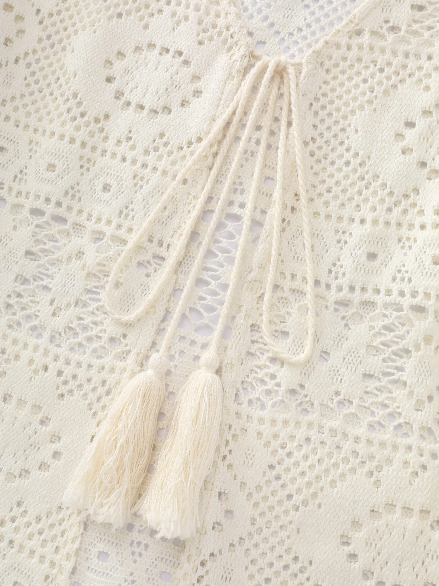Lace Hollow Front-Tie Kimono
