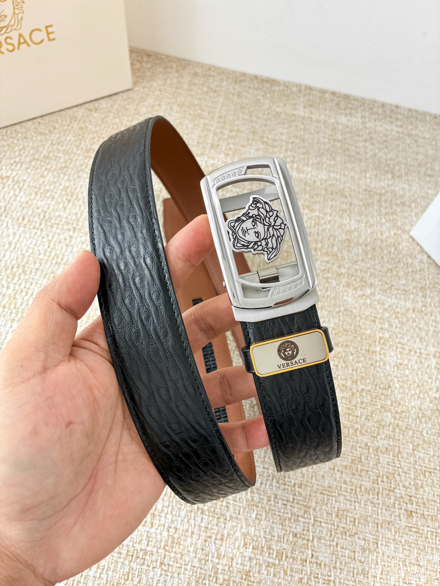 [TOP] VERSACE Men's Belt 3.5 cm - Black - 711 Luxury