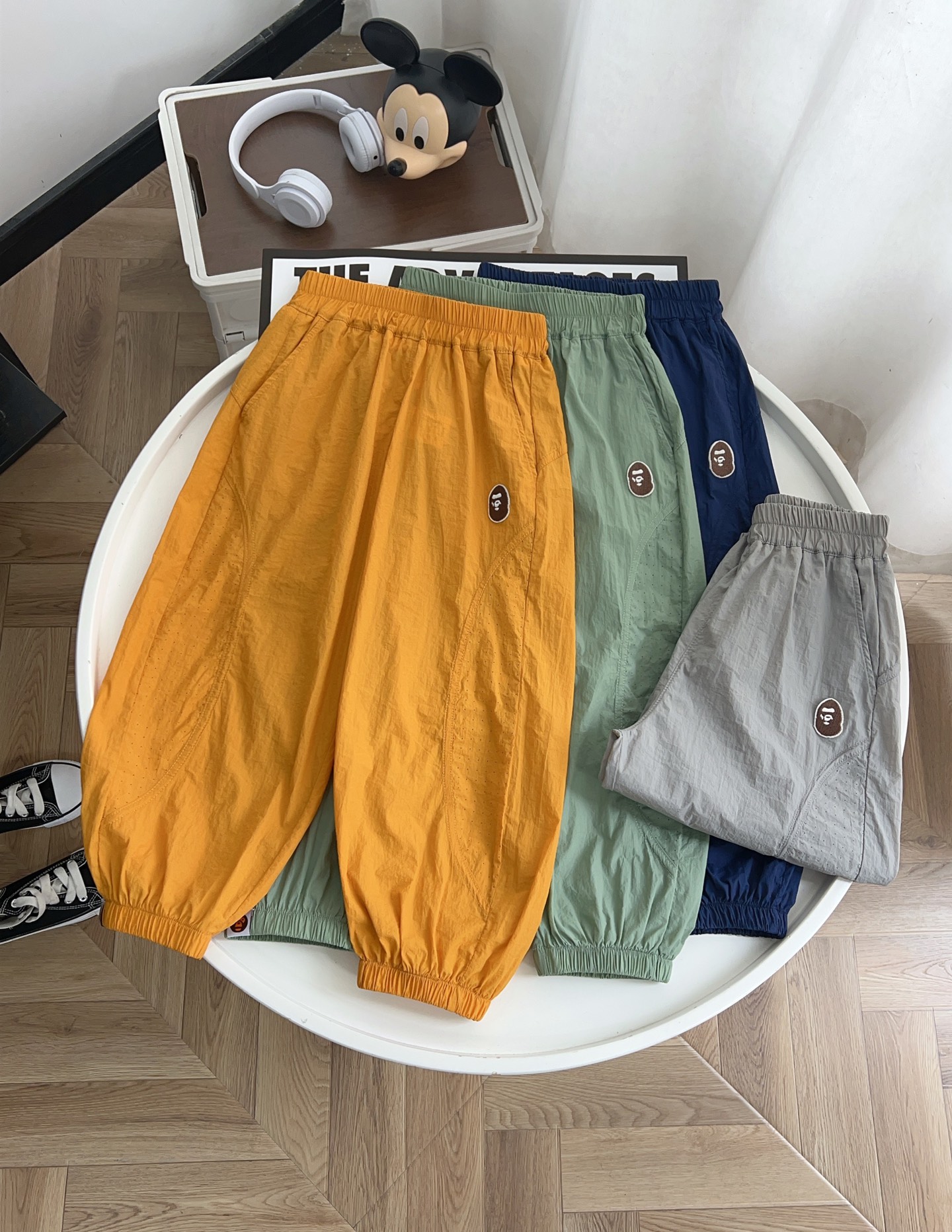 Bape Unisex Kids Yellow Green Navy Gray Quick Dry Anti Mosquito Jogger Pants Boys Girls Sizes 110-170