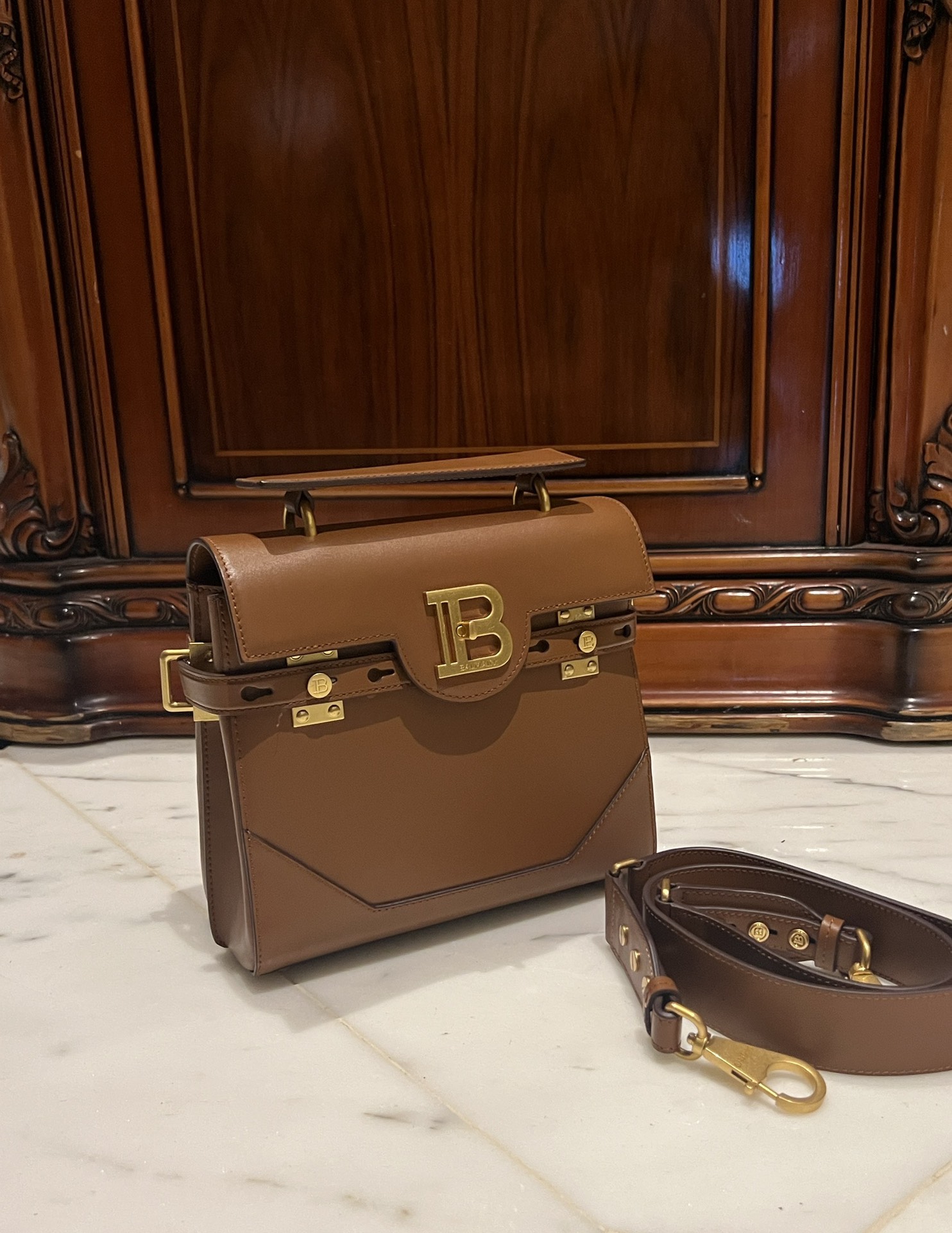[TOP] BALMAIN Cowhide Bag 23*20*11cm - Brown - 711 Luxury