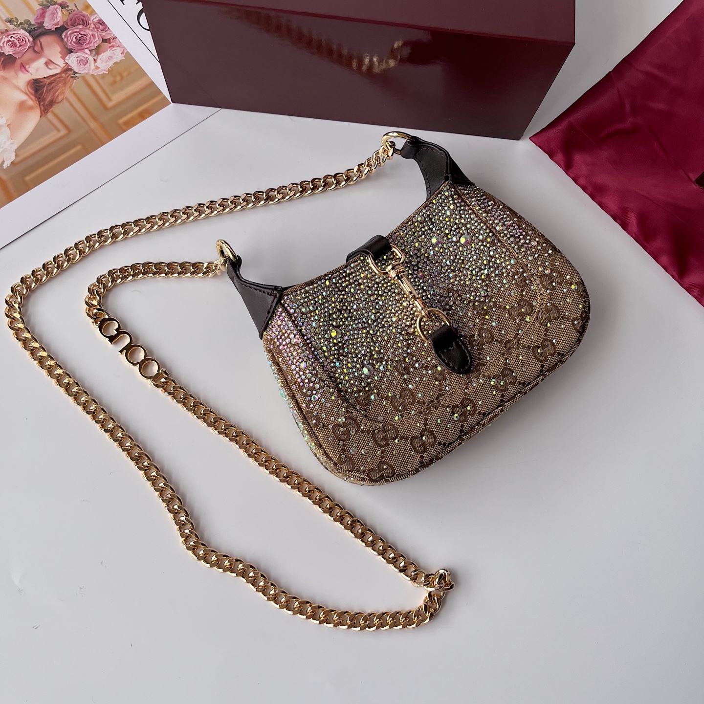 [TOP] GUCCI Jackie Notte Bag Mini 19.5*18*3.5 cm - Brown