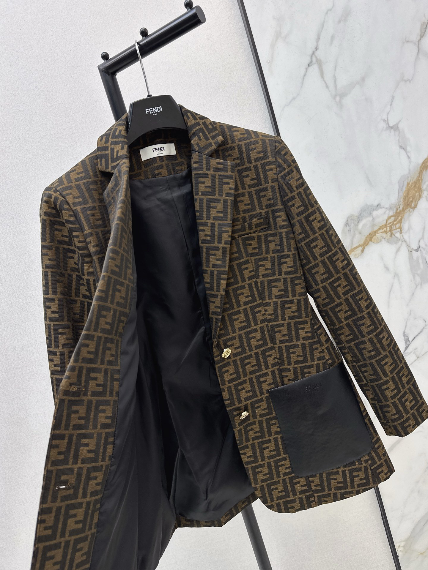 [TOP] FENDI FF Monogram Blazer - Brown