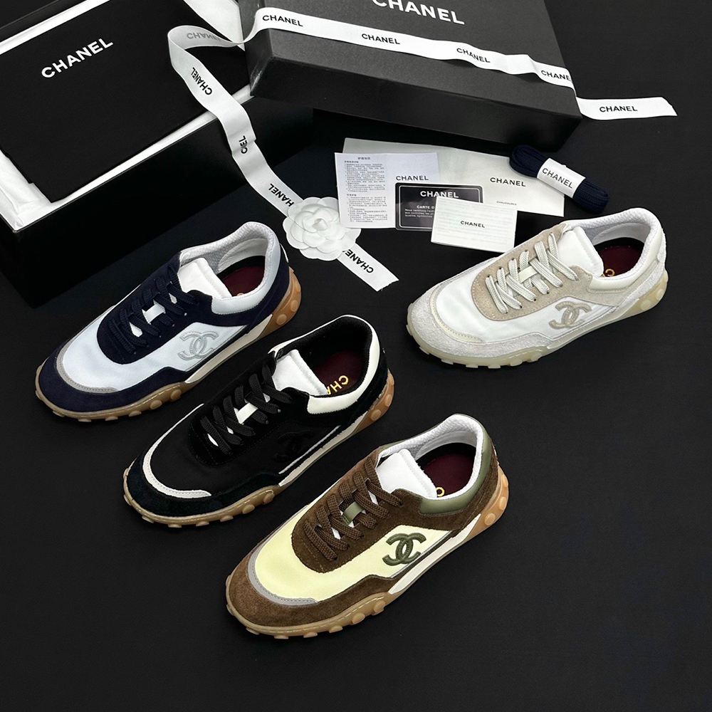 CHANEL Sneakers Mixed Fibers Suede Calfskin Calfskin #380548