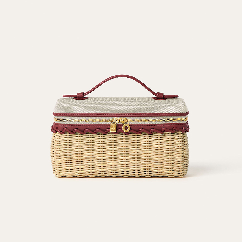Loro Piana Extra Pocket L19 East-West wicker Cotton Linen Rattan Multicolor Pattern Spring Summer collection Top Handle #384885