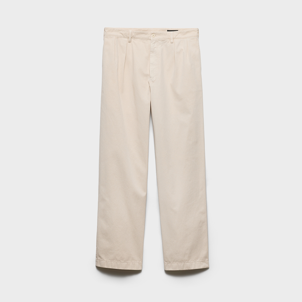 Prada beige Clothing PRADA Sand Beige Wide-leg Cotton Pants #393516 | Nigo Office