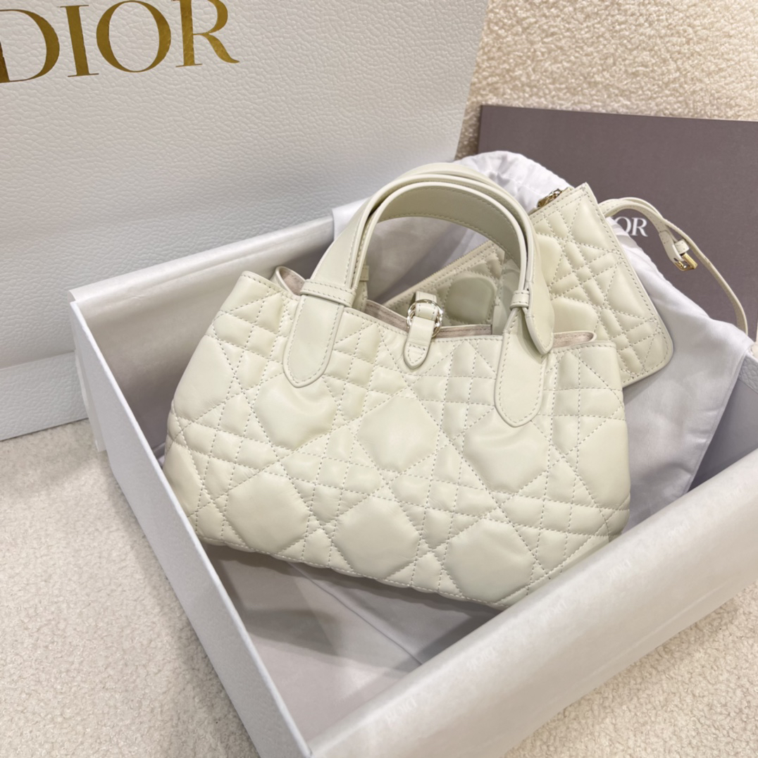 [TOP] Christian Dior Toujours Bag Calfskin 23*14*12cm - White