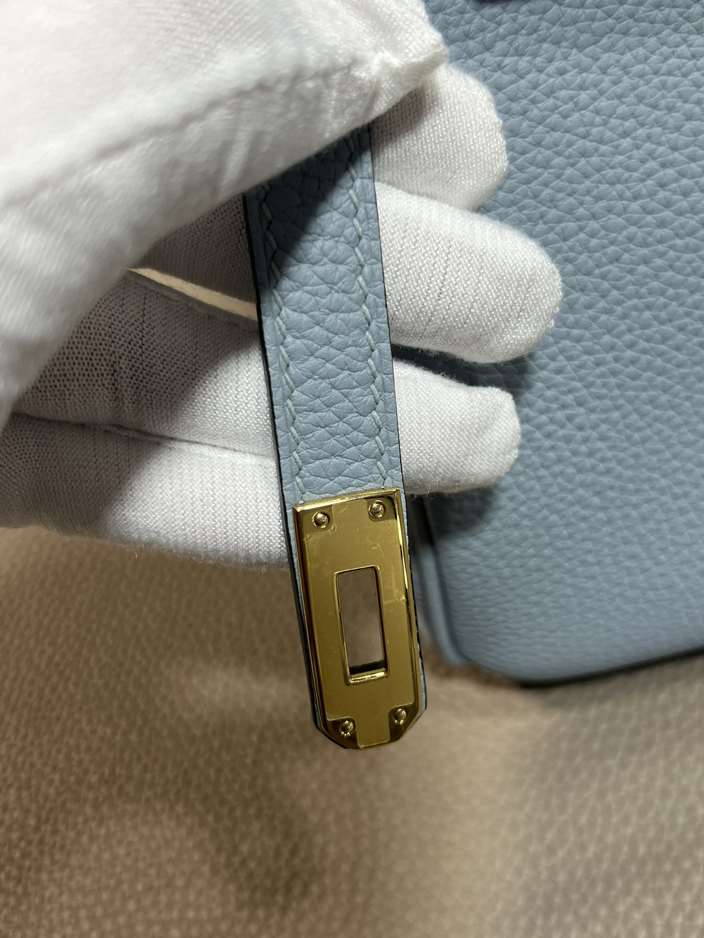 [TOP] HERMES Birkin Togo Leather 25cm - Bleu Pale & GHW