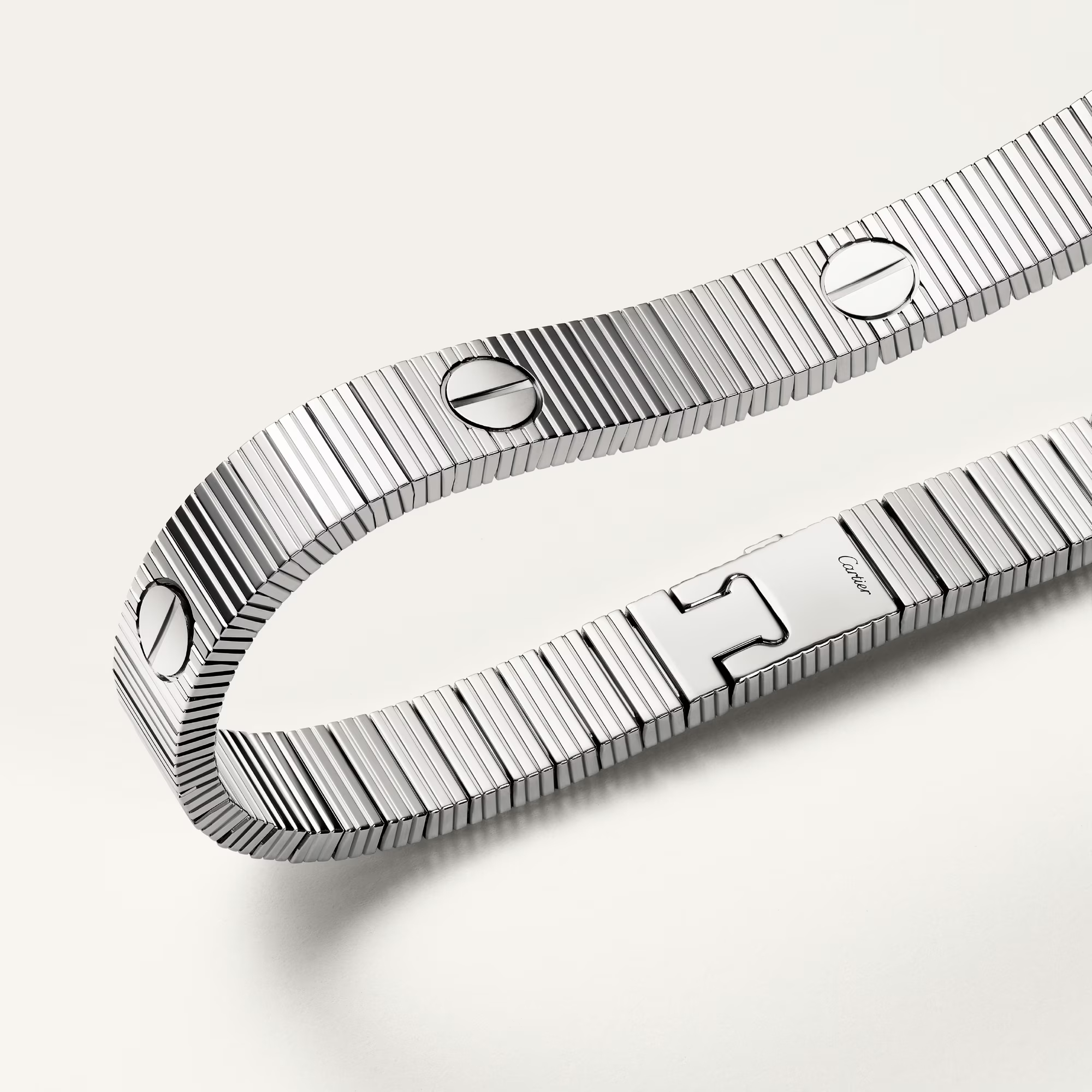 Carty Love Stripe Bracelet, White Gold, Flexible