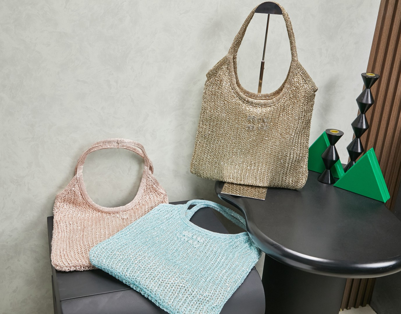 [TOP] Miu Miu Lace Net Fabric Ivy Handbag 35 X 40 cm - 3 Colors - 711 Luxury