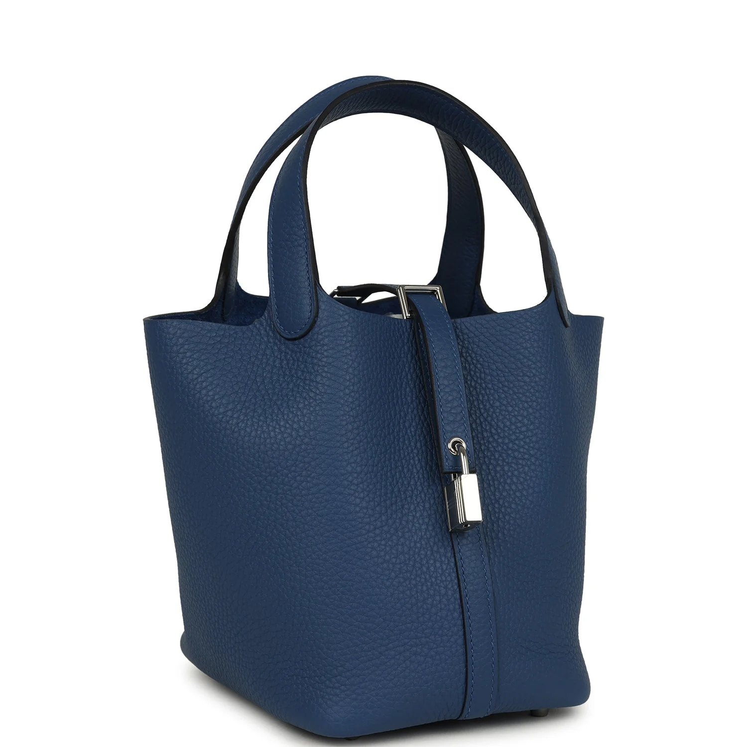Hermes Picotin Lock  Bleu Tie Clemence Palladium Hardware