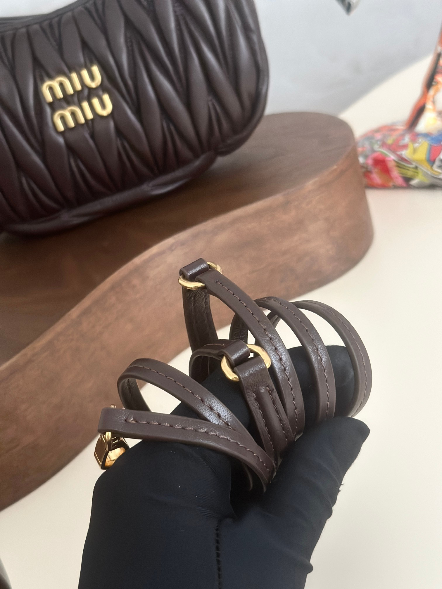 [TOP] Miu Miu MiuWander Bag Lambskin 20x17x6cm - Chocolate - 711 Luxury