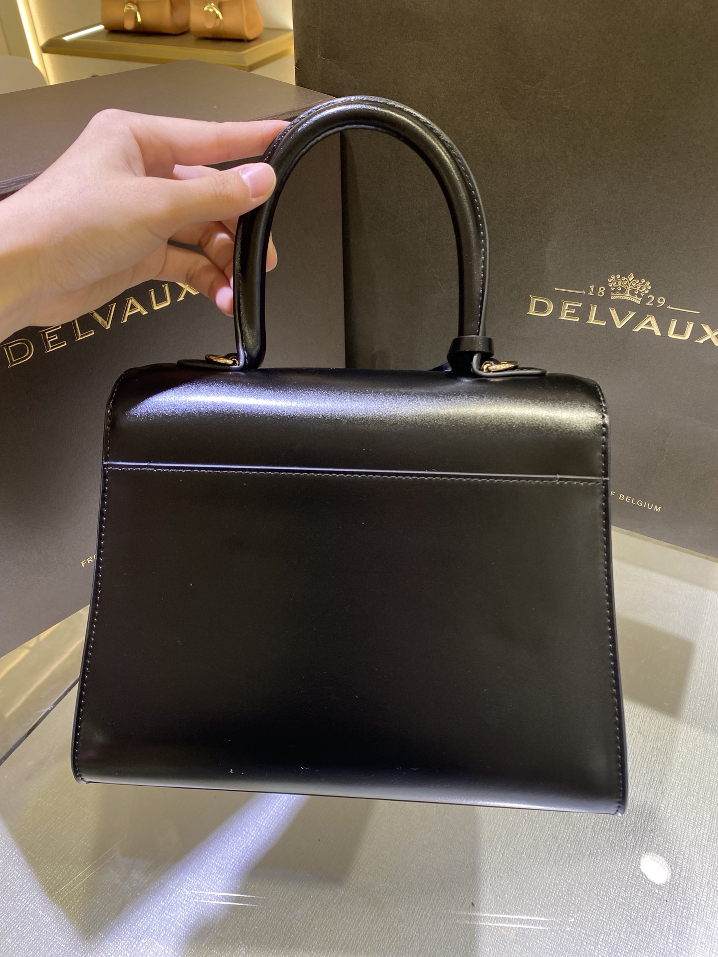[TOP] Delvaux Brillant Bag Box Leather 24*12*19cm - Black - 711 Luxury