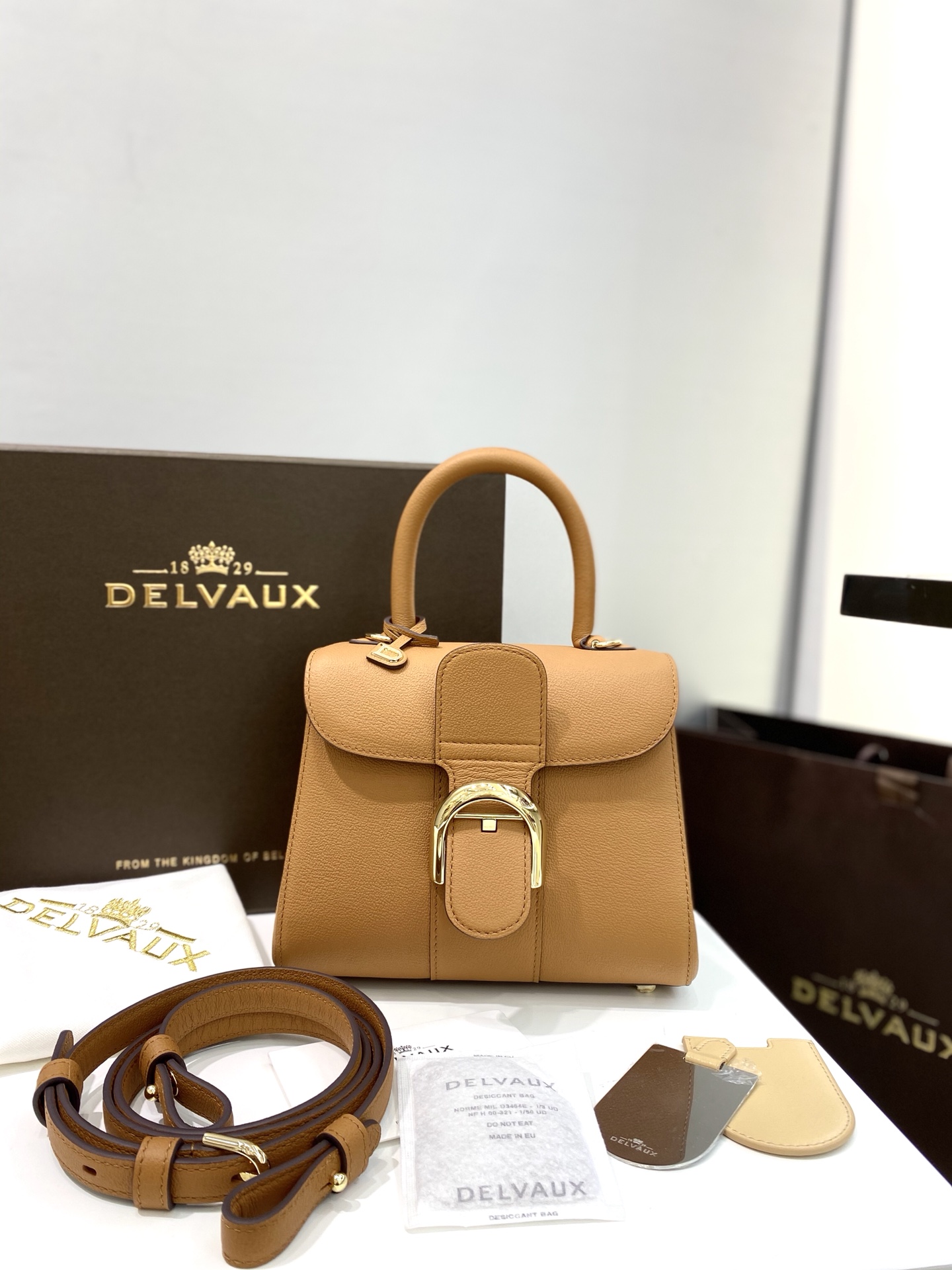 [TOP] Delvaux Brillant Bag Togo Leather 20*12*15.5cm - Brown - 711 Luxury