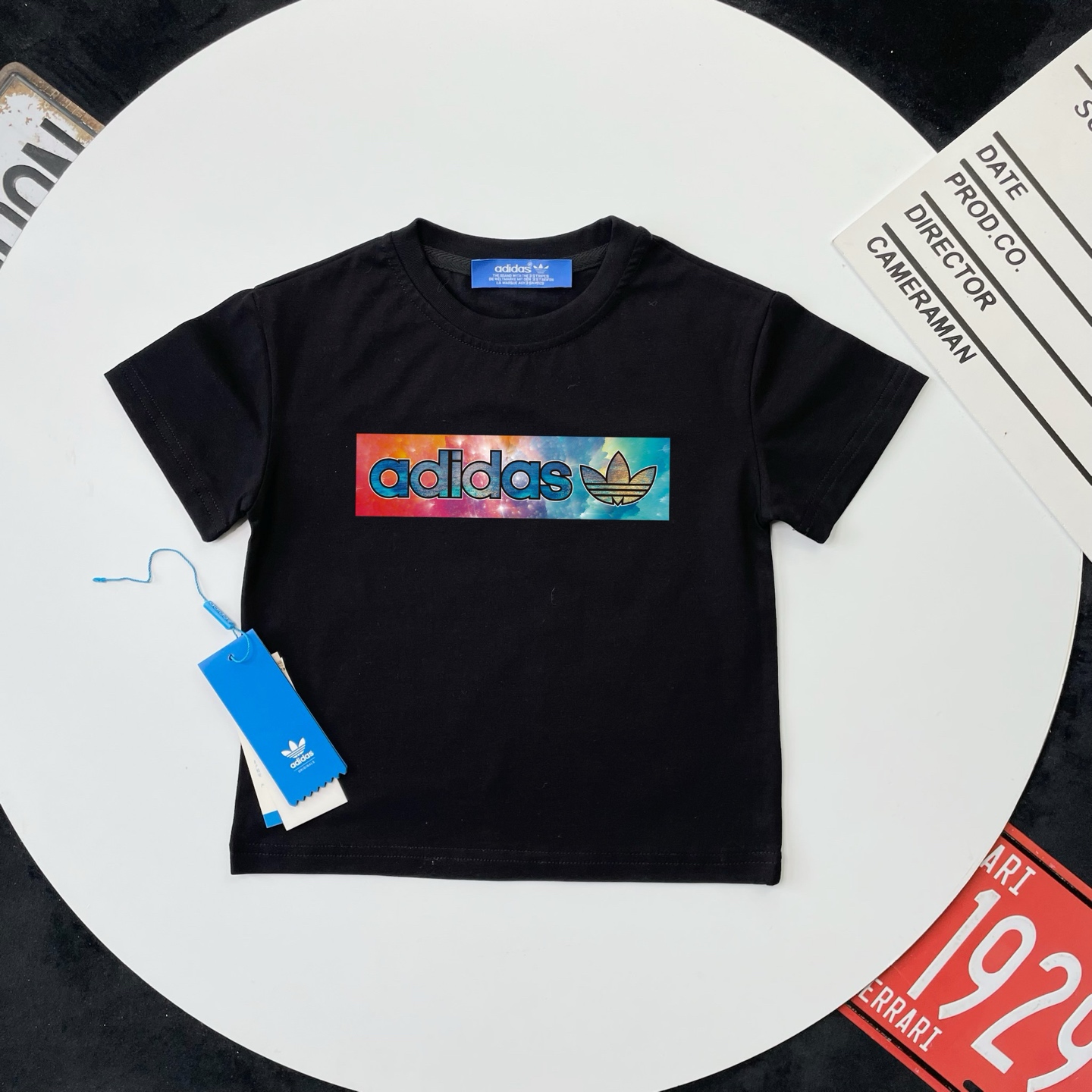 Adidas Kids Short Sleeve T-Shirt For Boys Girls Colorful Galaxy Box Trefoil Logo Full Tags Sizes 90-150