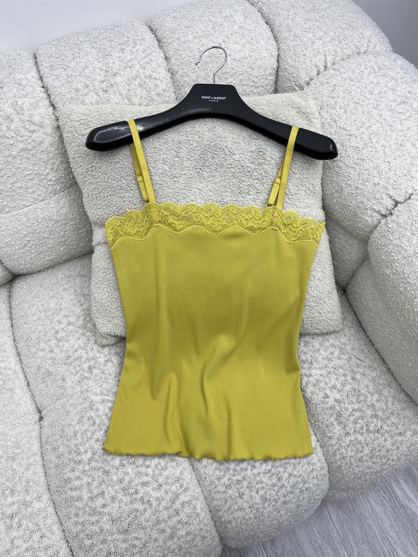 Saint Laurent Laced Tank Top in Ribbed Silk Jersey #388411